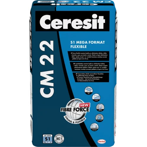 CERESIT CM 22 MEGA FORMAT FLEXIBLE - Vysoko flexibilné lepidlo na lepenie veľkoformátových obkladov a dlažieb 25kg