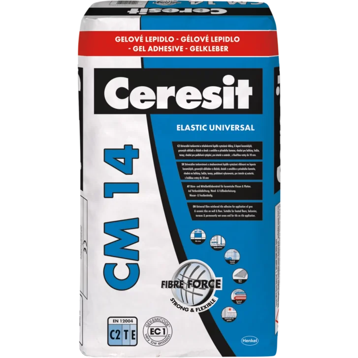 CERESIT CM 14 UNIVERSAL - Zlepšené cementové lepidlo vystužené vláknami pre lepšiu priľnavosť 25kg