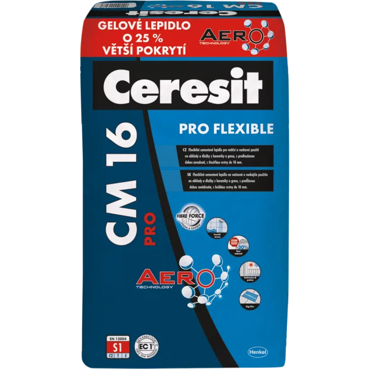 CERESIT CM 16 PRO - Flexibilné cementové lepidlo S1 s technológiou AERO 25kg