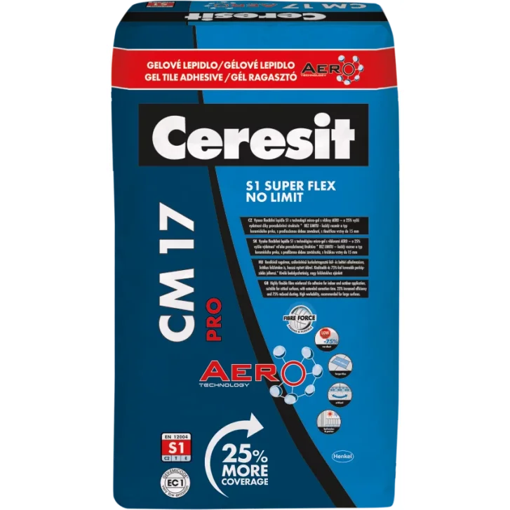 CERESIT CM 17 PRO FLEX NO LIMIT - Vysoko flexibilné lepidlo na veľké formáty 25kg